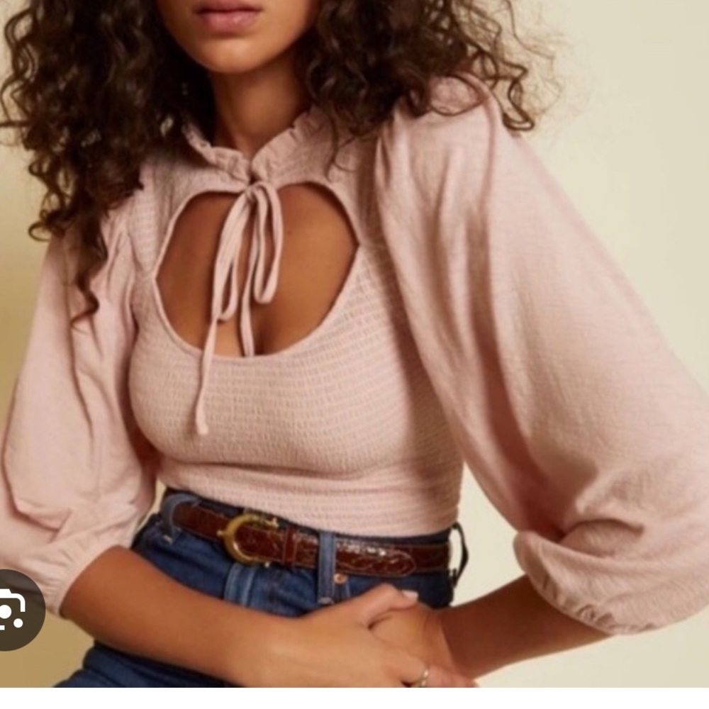 Nation LTD Abrielle Femme Cut-Out Med Ivory Women's Top 3/4 Balloon Puff Sleeve - Picture 5 of 8